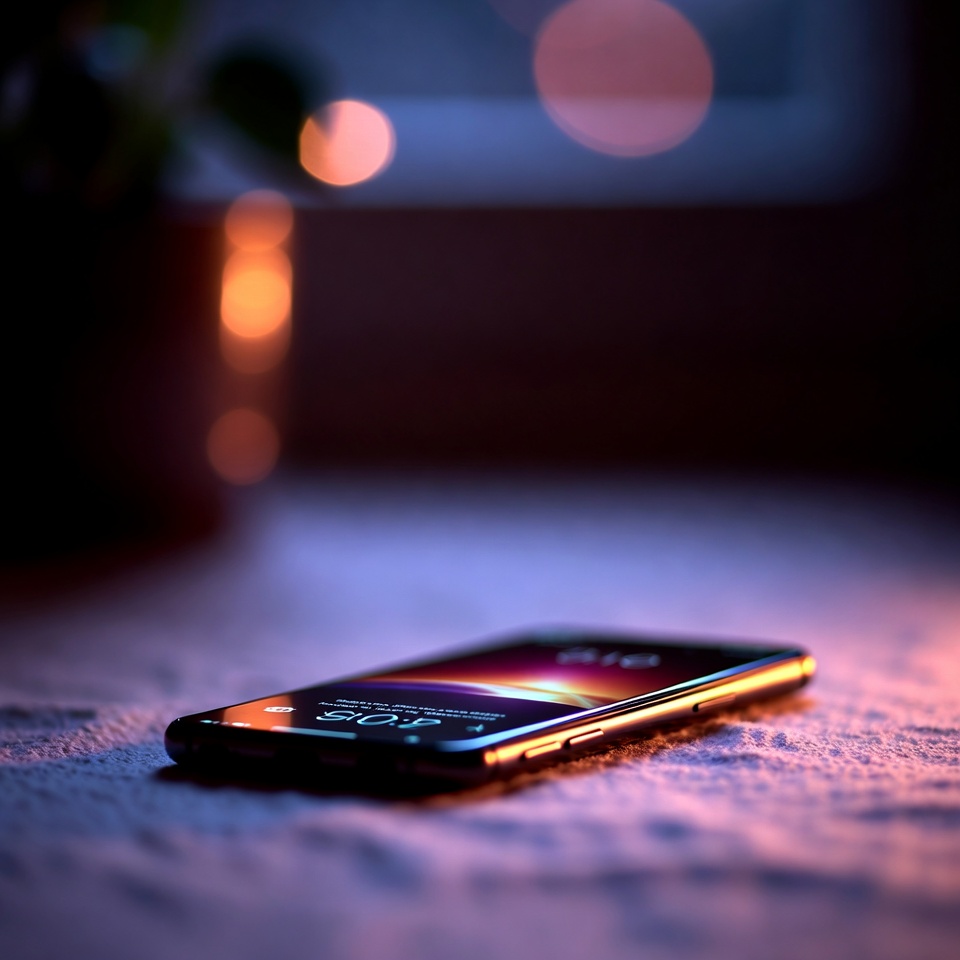 A phone glowing in a dim room at night