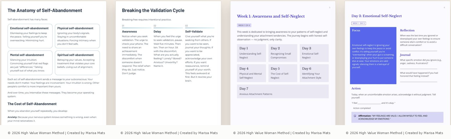Real pages from the Method and the 28-Day Workbook by Marisa Mats